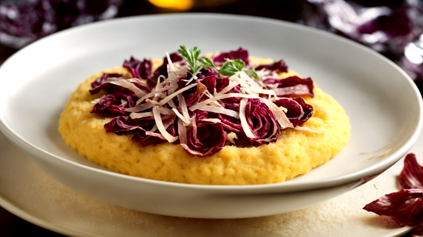 Radicchio rosso polenta croccante pancetta"