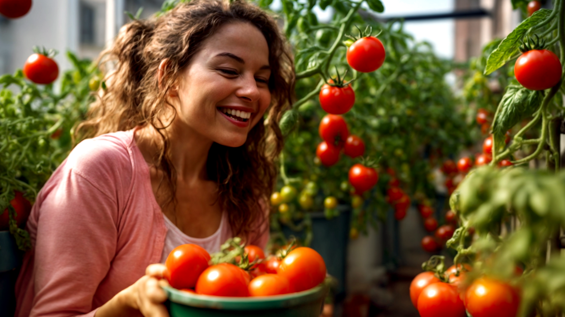 pomodori in vaso piantina di pomodoro balcone di città"